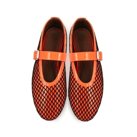 Megnarcm Shoes - Megnarcm Black Round Toe flats With An Orange Patent Leather Trim